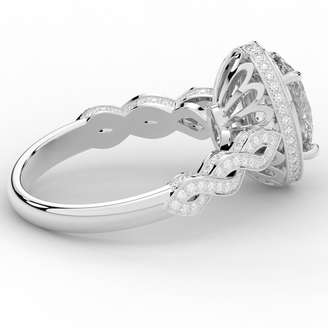 3.10CT.TW OVAL LAB DIAMOND HALO ENGAGEMENT RING - Nazarelle