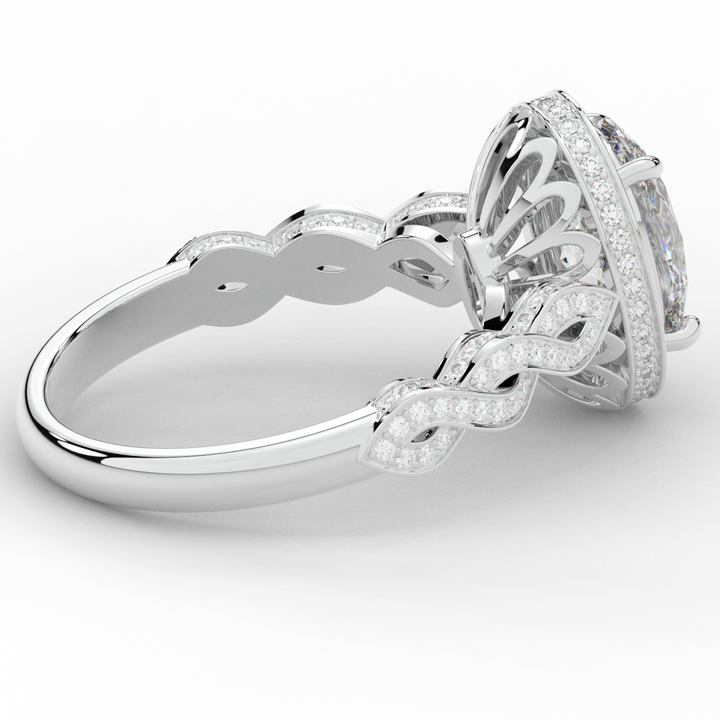 3.10CT.TW OVAL LAB DIAMOND HALO ENGAGEMENT RING - Nazarelle