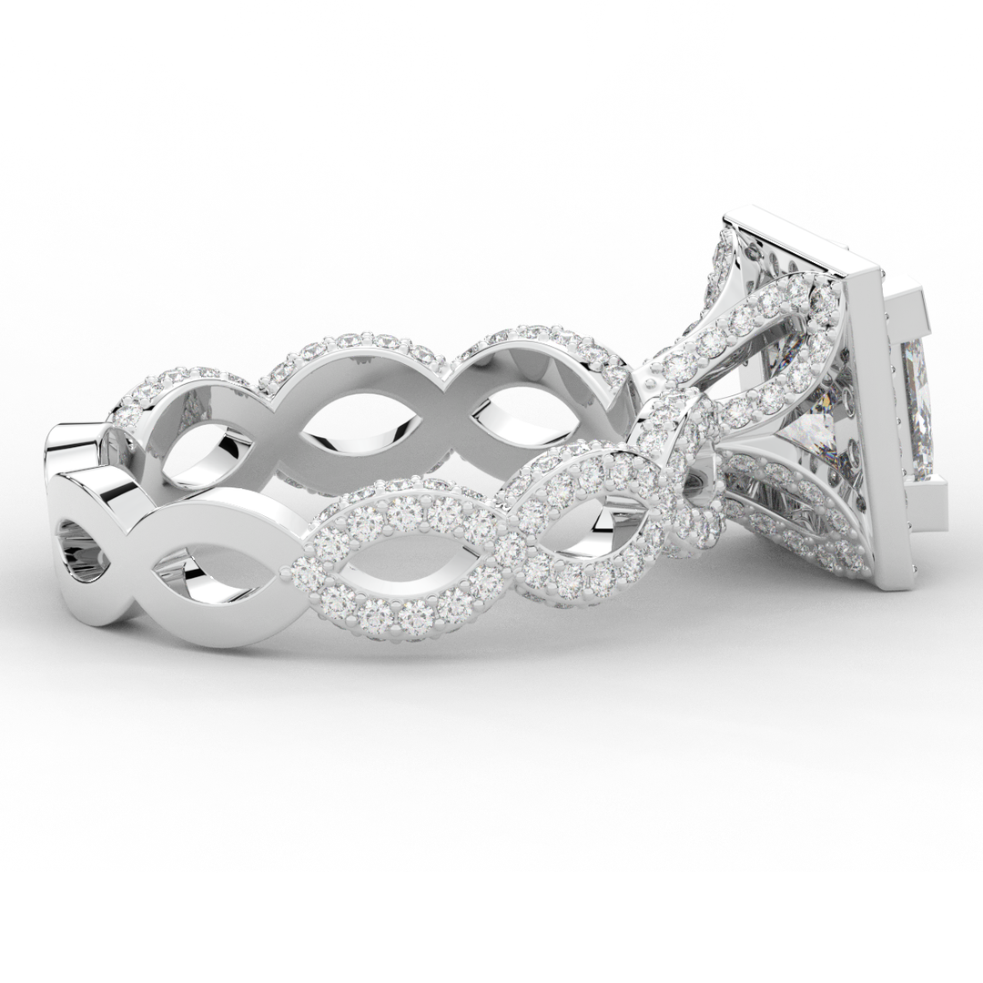 2.40CT.TW PRINCESS LAB DIAMOND HALO ENGAGEMENT RING - Nazarelle
