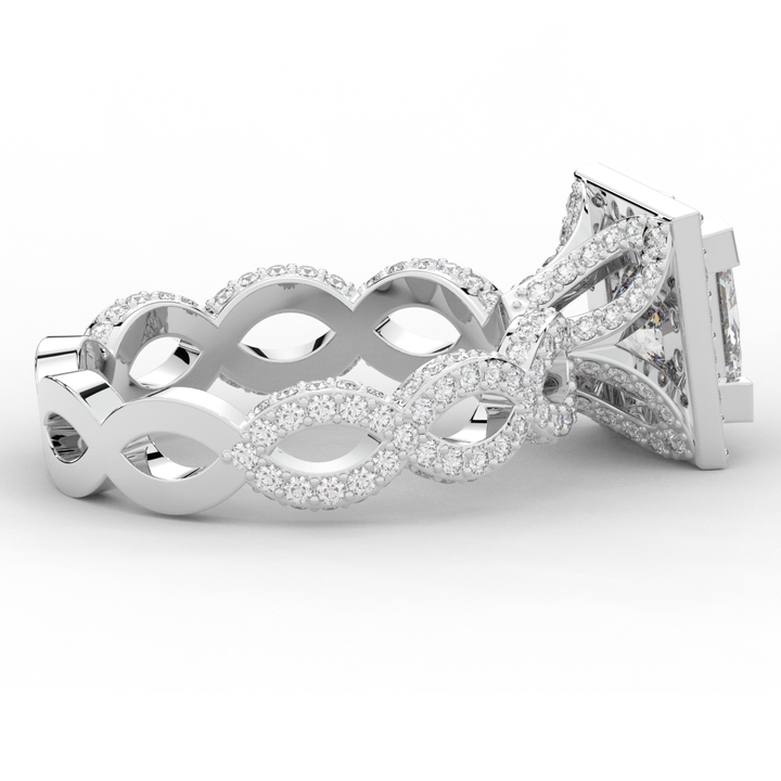 2.40CT.TW PRINCESS LAB DIAMOND HALO ENGAGEMENT RING - Nazarelle