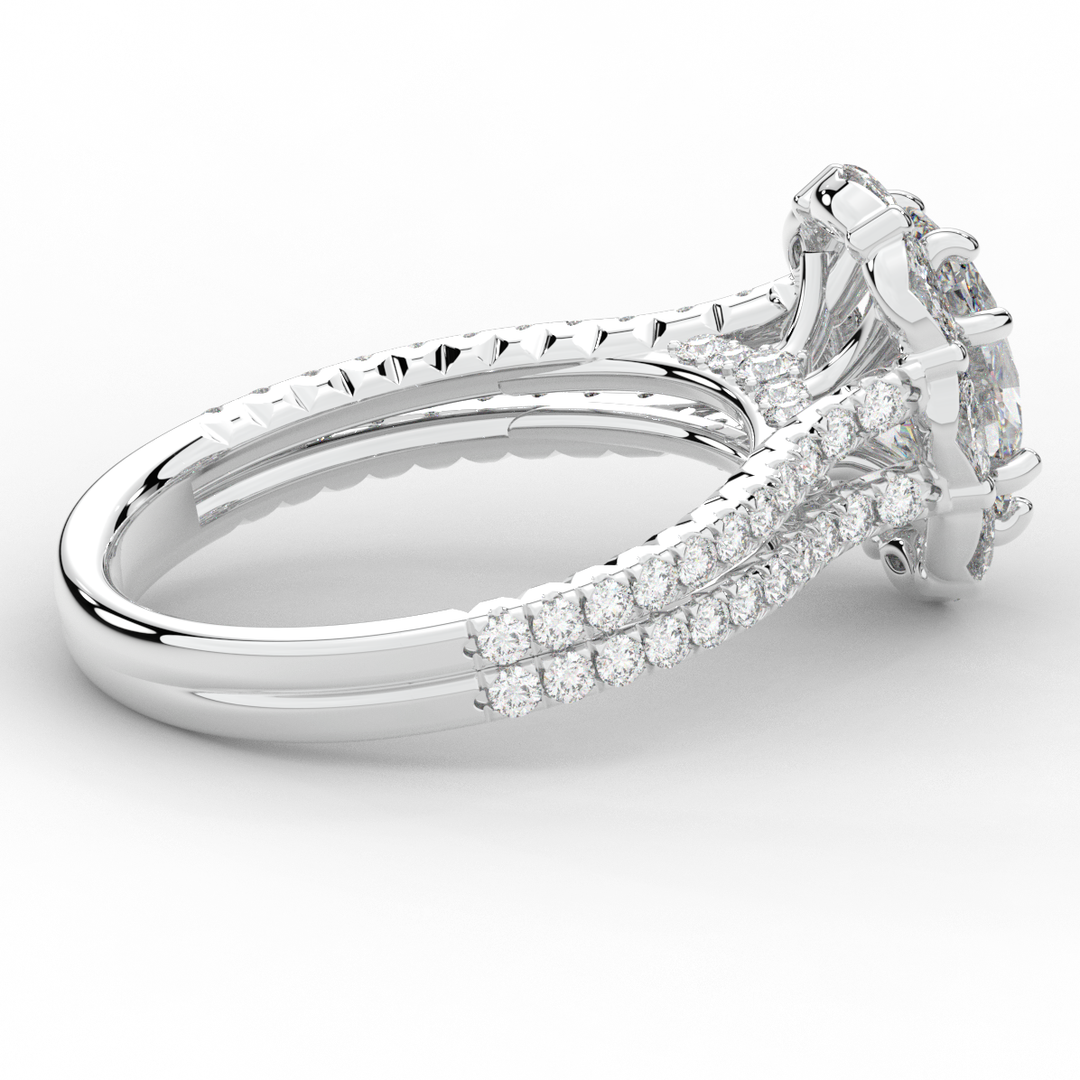 2.30CT.TW OVAL LAB DIAMOND HALO SPLIT SHANK ENGAGEMENT RING - Nazarelle