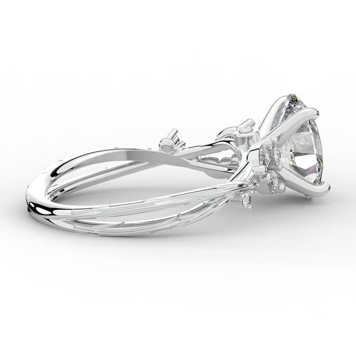 2.25CT.TW OVAL LAB DIAMOND STYLIZED VINE AND TREE BARK FINISH ENGAGEMENT RING - Nazarelle