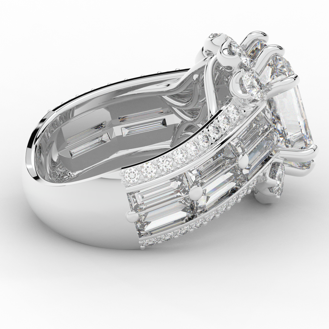 8.25CT.TW EMERALD CUT LAB DIAMOND HALO ENGAGEMENT RING - Nazarelle