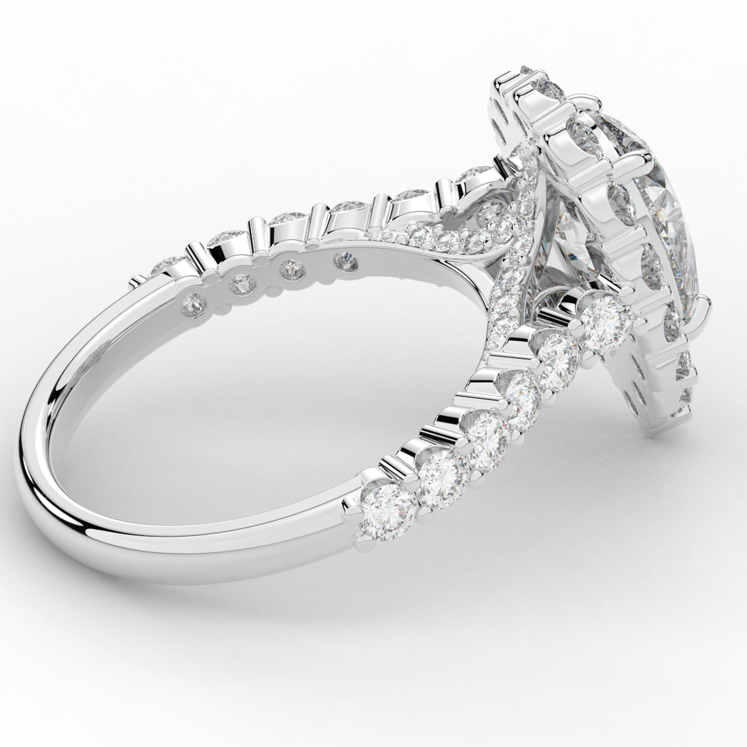 3.10CT.TW PEAR LAB DIAMOND HALO ENGAGEMENT RING - Nazarelle