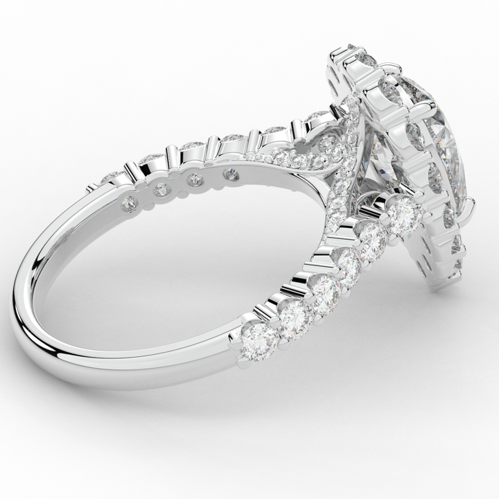 3.10CT.TW PEAR LAB DIAMOND HALO ENGAGEMENT RING - Nazarelle