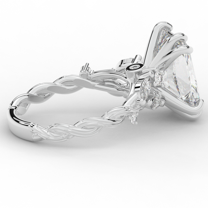 5.30CT.TW RADIANT LAB DIAMOND STYLIZED VINE AND TREE BARK FINISH ENGAGEMENT RING - Nazarelle