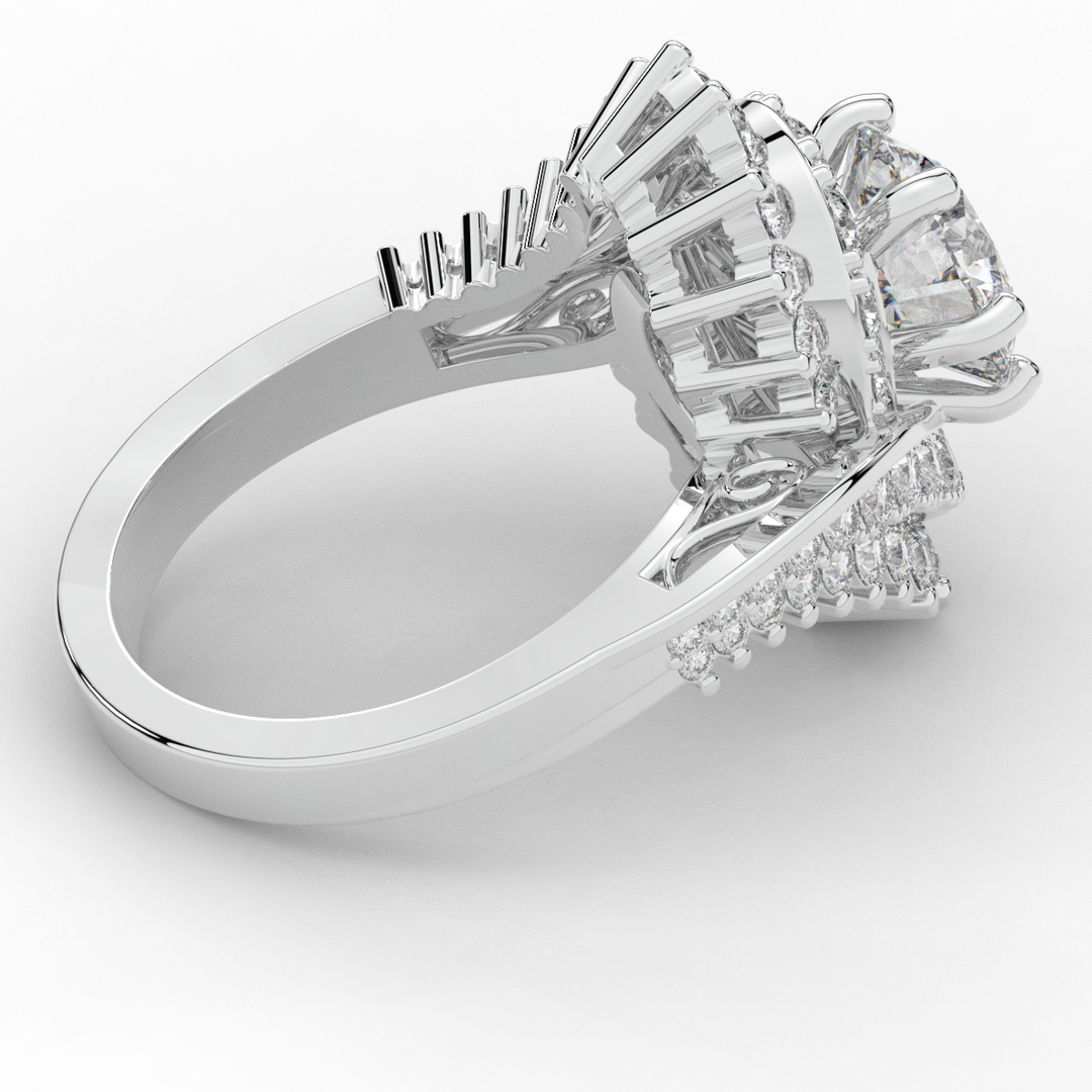 3.35CT.TW ROUND LAB DIAMOND BYPASS HALO ENGAGEMENT RING - Nazarelle