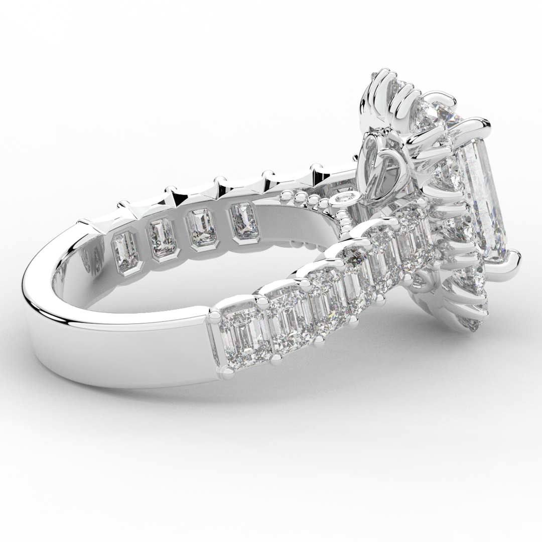 6.00CT.TW EMERALD CUT LAB DIAMOND HALO ENGAGEMENT RING - Nazarelle