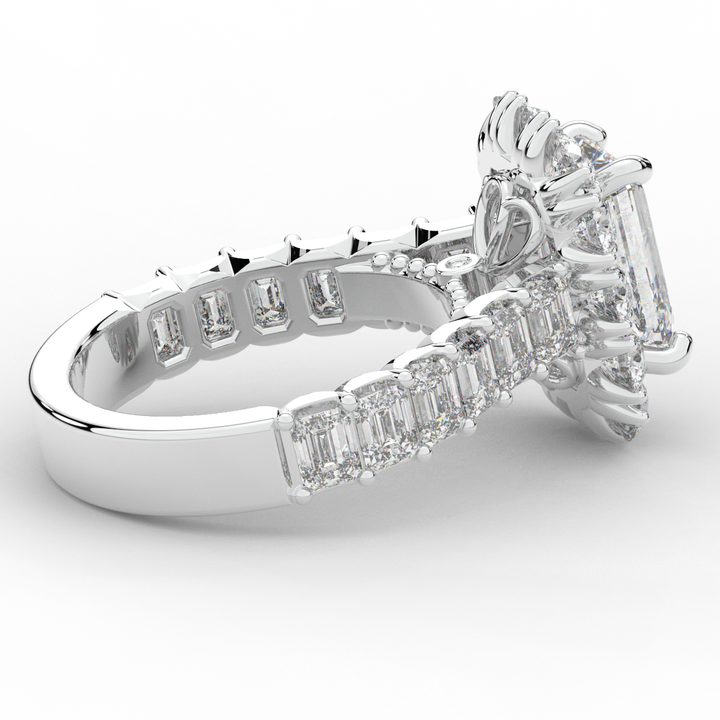 6.00CT.TW EMERALD CUT LAB DIAMOND HALO ENGAGEMENT RING - Nazarelle