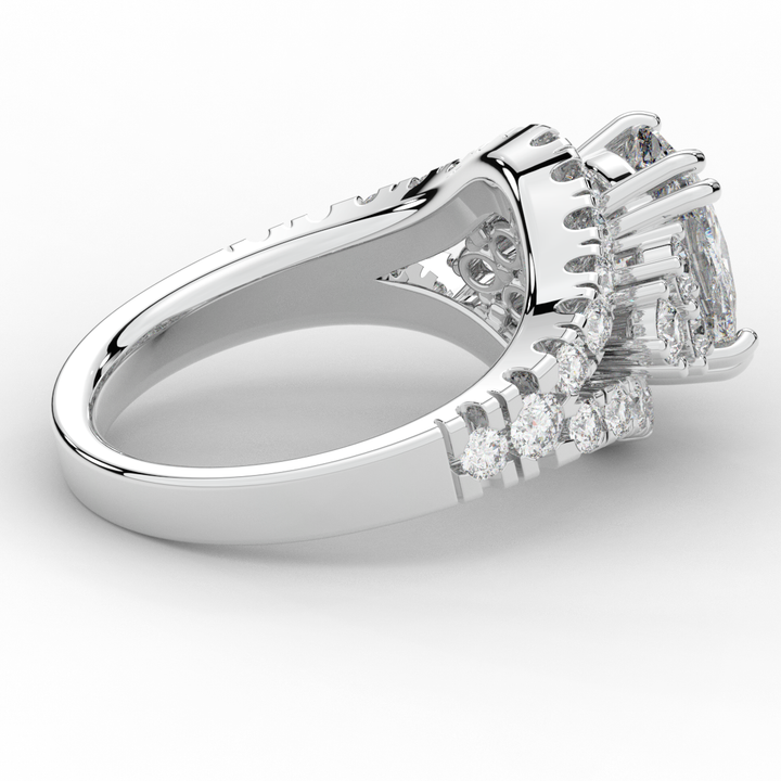 3.10CT.TW CUSHION LAB DIAMOND HALO ENGAGEMENT RING - Nazarelle