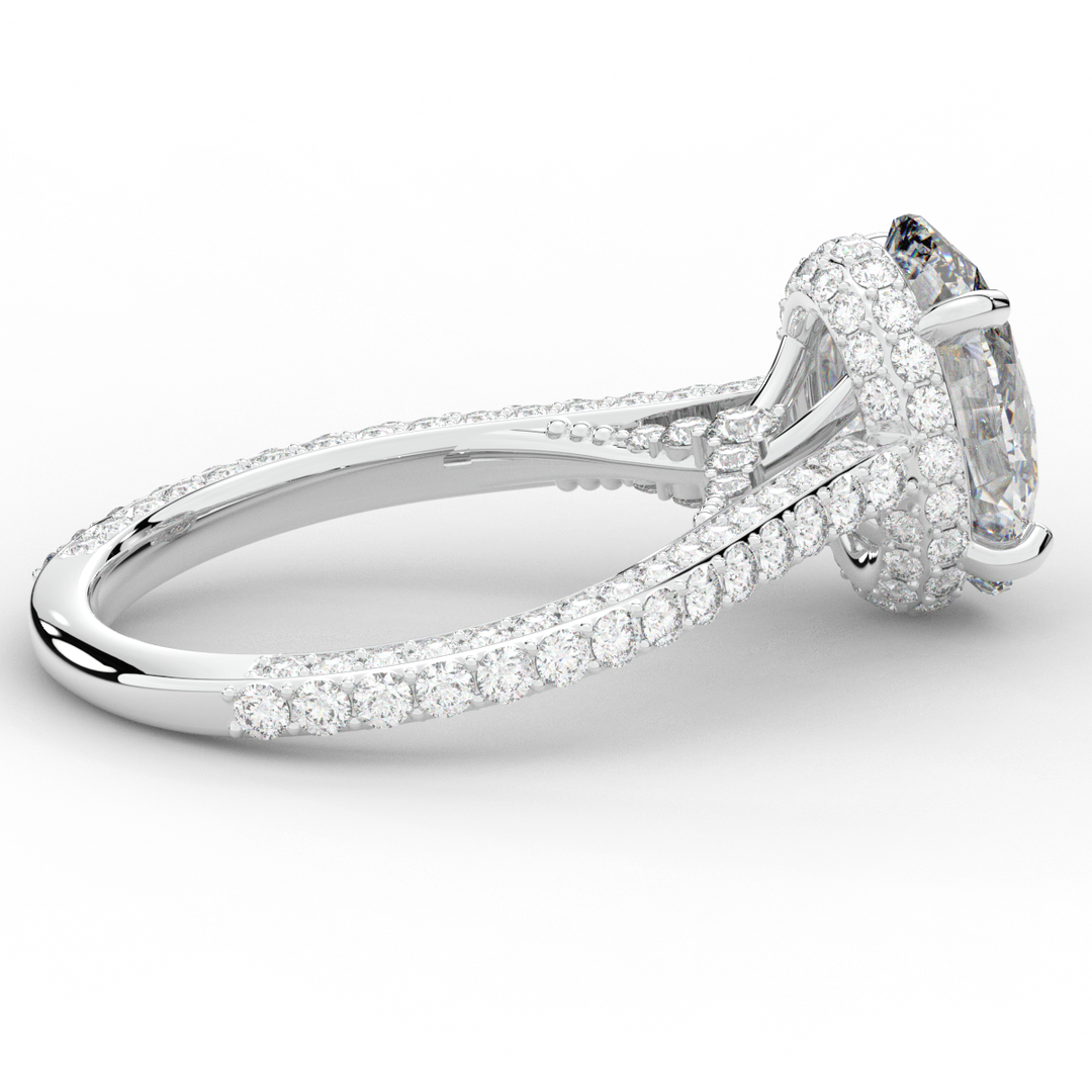 4.00CT.TW OVAL LAB DIAMOND UNDERHALO SOLITAIRE ENGAGEMENT RING - Nazarelle