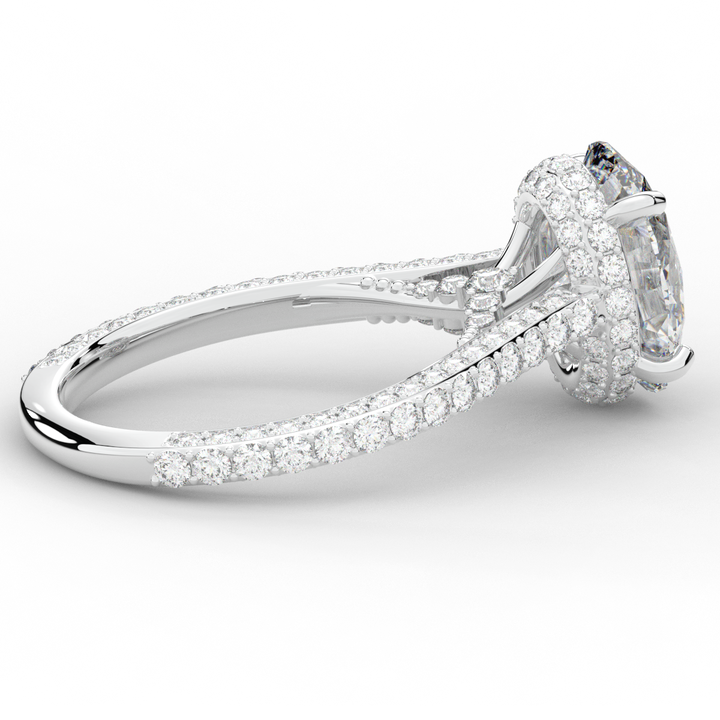 4.00CT.TW OVAL LAB DIAMOND UNDERHALO SOLITAIRE ENGAGEMENT RING - Nazarelle