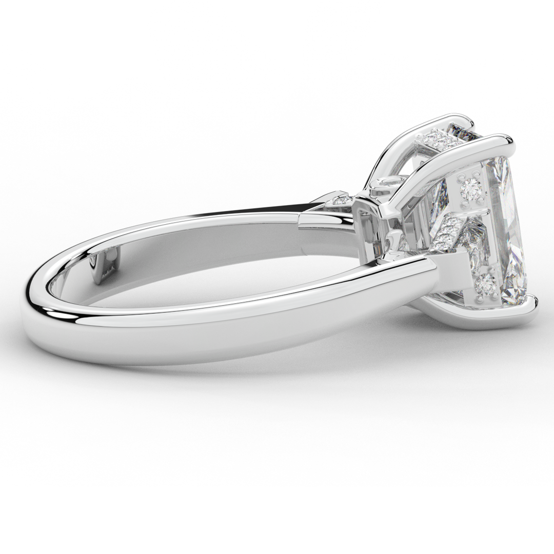 3.45CT.TW RADIANT LAB DIAMOND 3 STONE ENGAGEMENT RING - Nazarelle