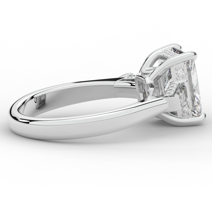 3.45CT.TW RADIANT LAB DIAMOND 3 STONE ENGAGEMENT RING - Nazarelle