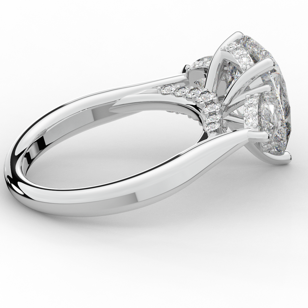 3.70CT.TW PEAR LAB DIAMOND 3 STONE ENGAGEMENT RING - Nazarelle