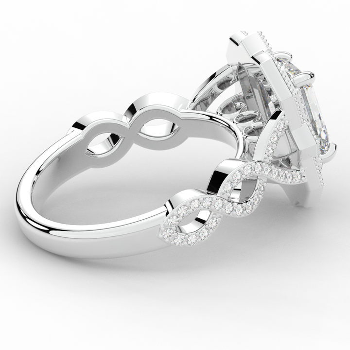 1.90CT.TW EMERALD CUT LAB DIAMOND HALO ENGAGEMENT RING - Nazarelle
