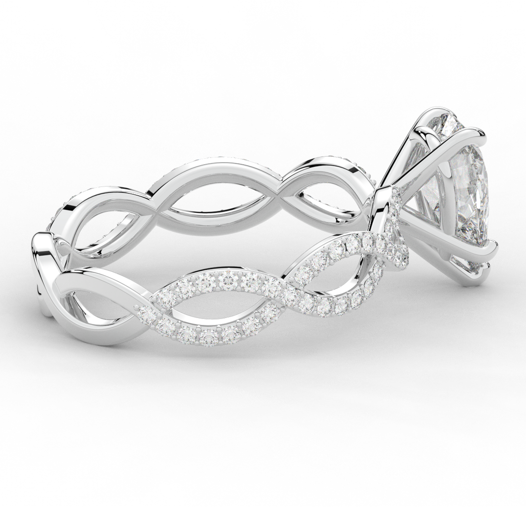 1.30CT.TW PEAR LAB DIAMOND TWIST BAND ENGAGEMENT RING - Nazarelle