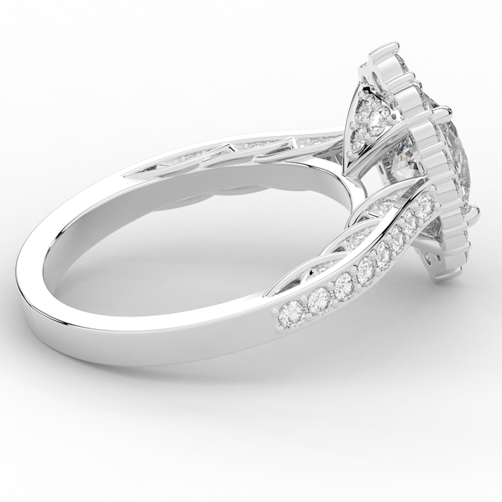 1.75CT.TW OVAL LAB DIAMOND HALO ENGAGEMENT RING - Nazarelle