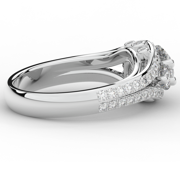 1.90CT.TW ROUND LAB DIAMOND THREE STONE ENGAGEMENT RING - Nazarelle