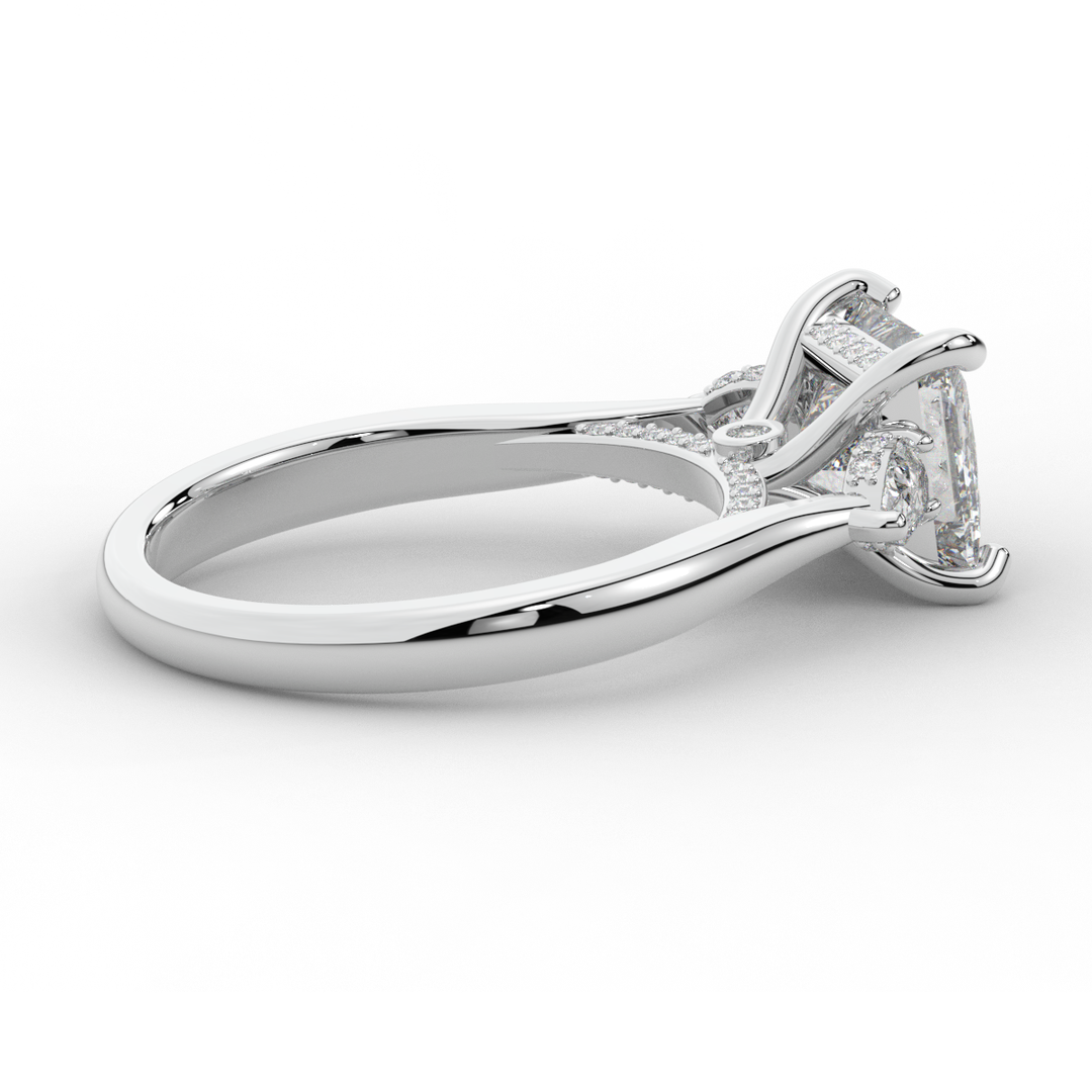 2.40CT.TW PRINCESS LAB DIAMOND 3 STONE ENGAGEMENT RING - Nazarelle