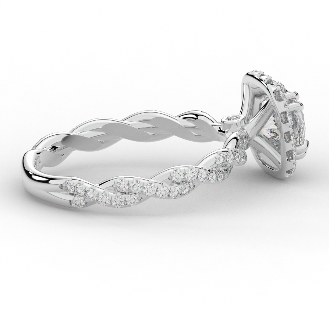 1.55CT.TW ROUND LAB DIAMOND HALO TWIST ENGAGEMENT RING - Nazarelle