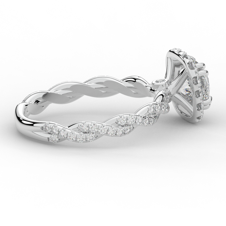 1.55CT.TW ROUND LAB DIAMOND HALO TWIST ENGAGEMENT RING - Nazarelle