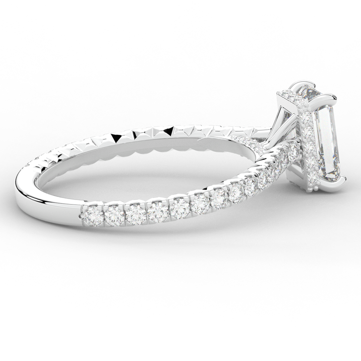 2.10CT.TW EMERALD CUT LAB DIAMOND UNDERHALO SOLITAIRE ENGAGEMENT RING - Nazarelle