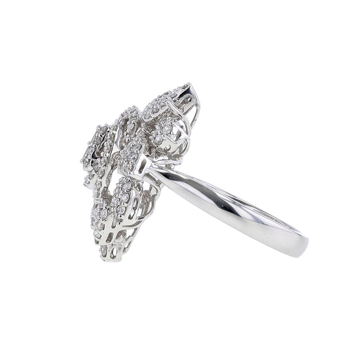 18K White Gold Swirl Flower Cocktail Ring
