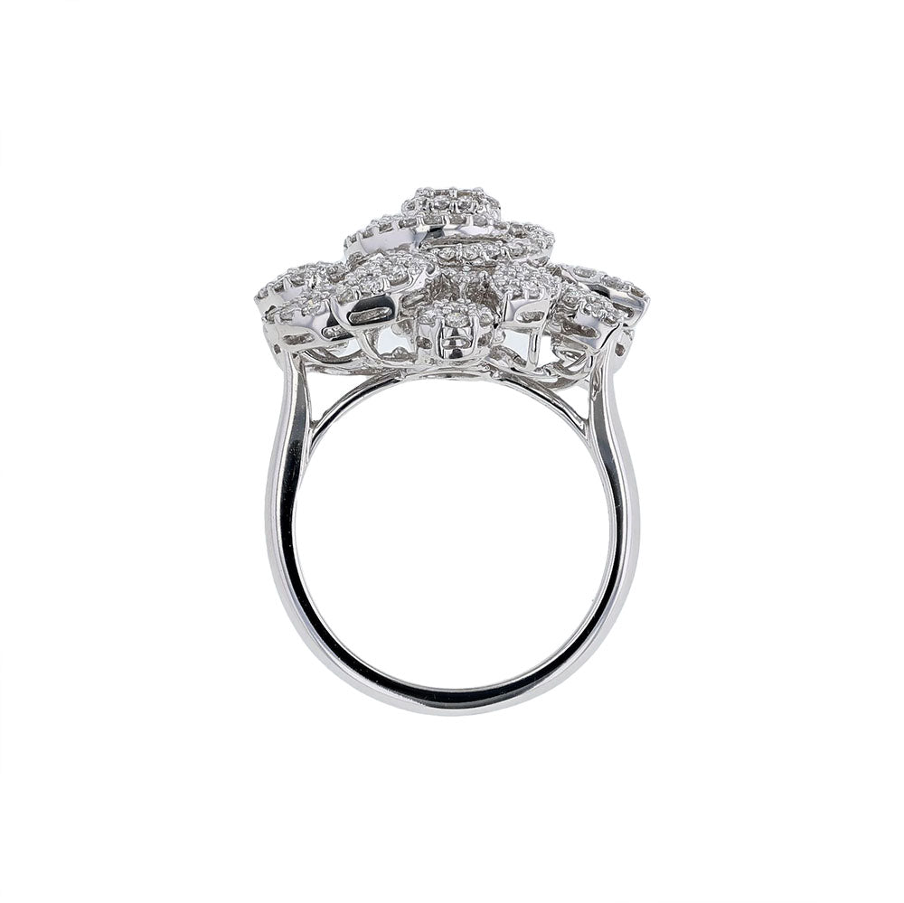 18K White Gold Swirl Flower Cocktail Ring