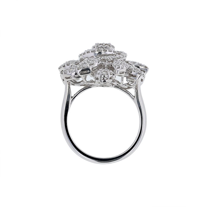 18K White Gold Swirl Flower Cocktail Ring