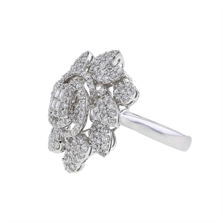 18K White Gold Swirl Flower Cocktail Ring