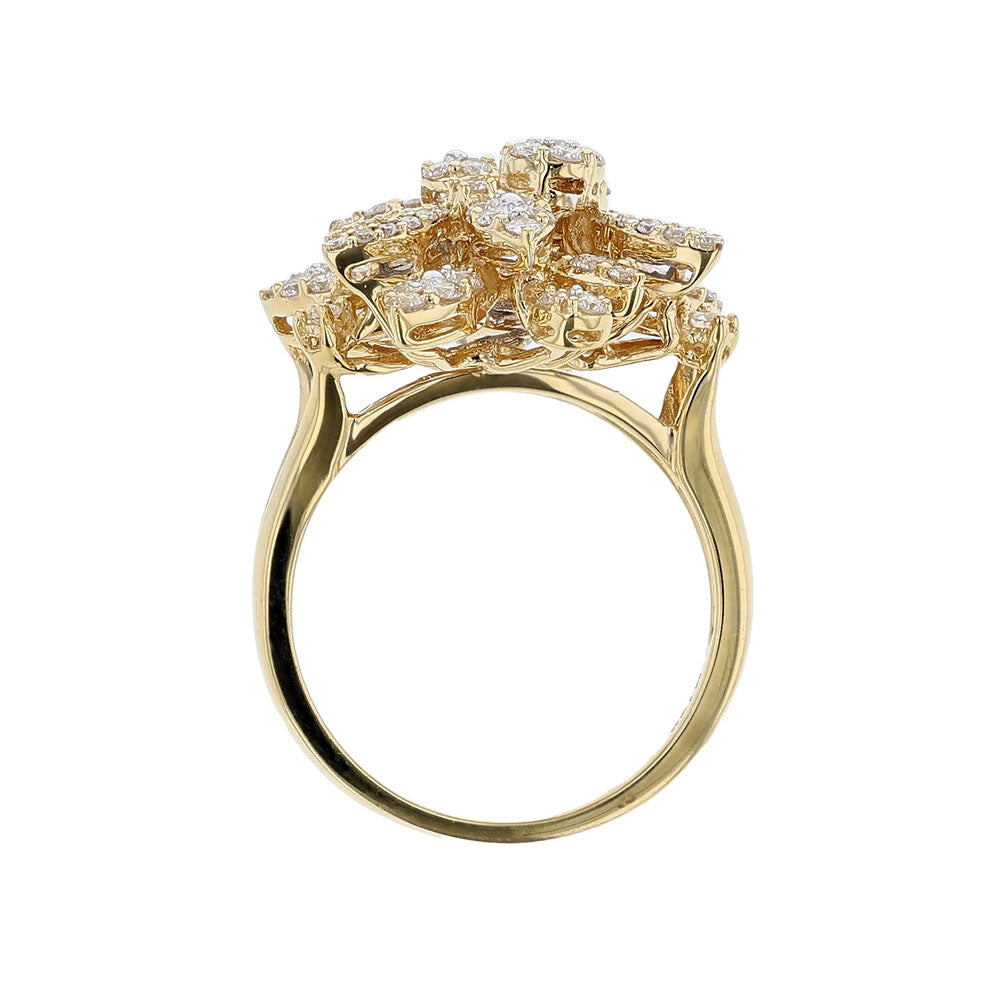 18K Yellow Gold Floral Cocktail Ring