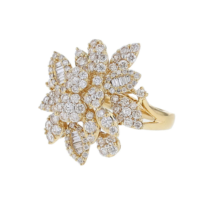 18K Yellow Gold Floral Cocktail Ring