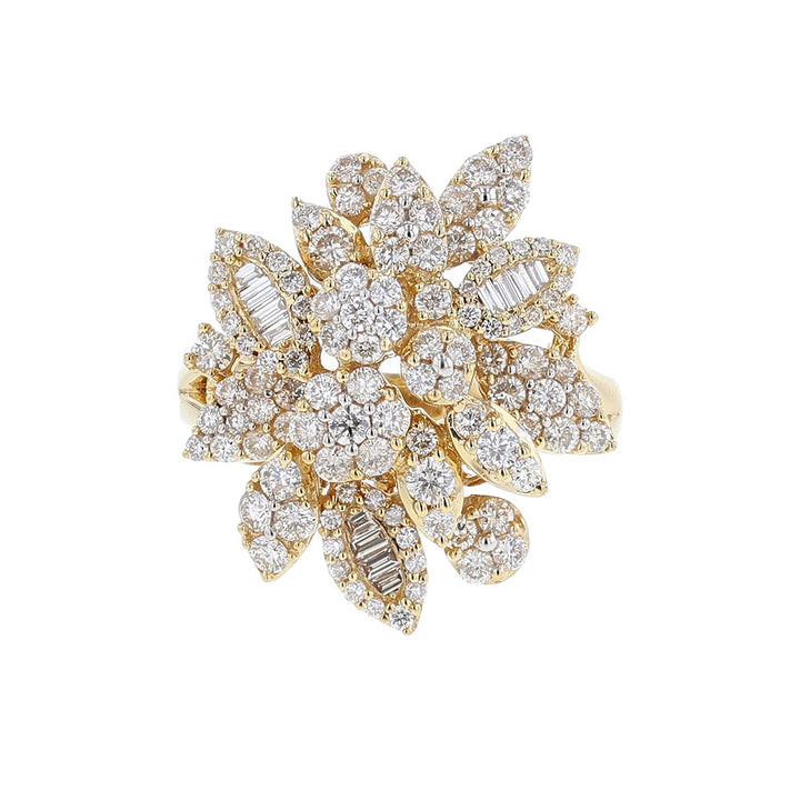 18K Yellow Gold Floral Cocktail Ring