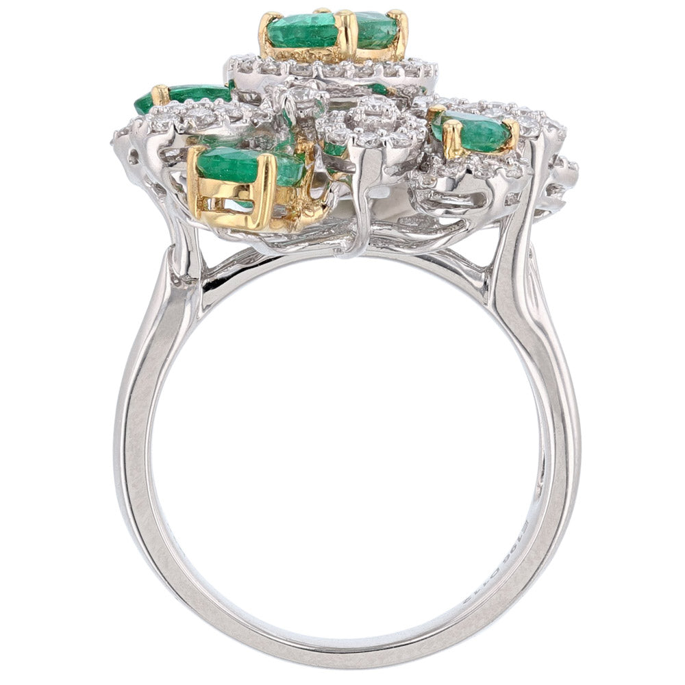 18K White Gold Emerald and Diamond Ring