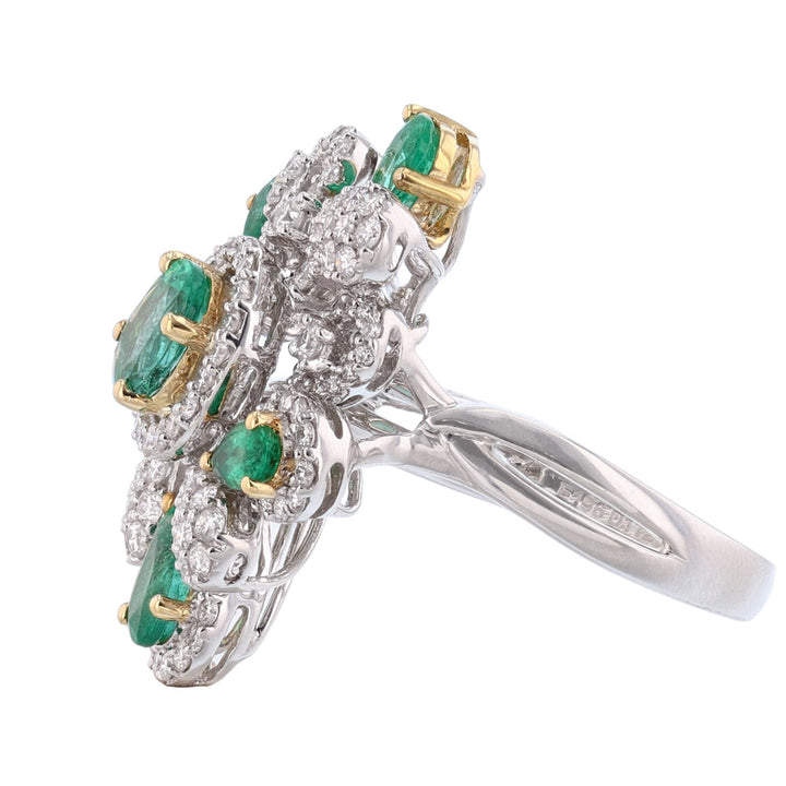 18K White Gold Emerald and Diamond Ring
