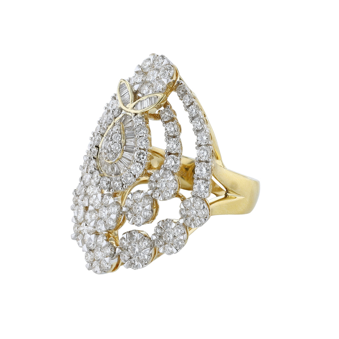 Round Baguette Diamond Cocktail Ring, 3.84ct.