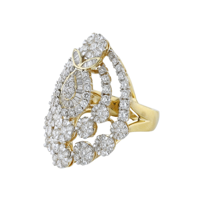 Round Baguette Diamond Cocktail Ring, 3.84ct.