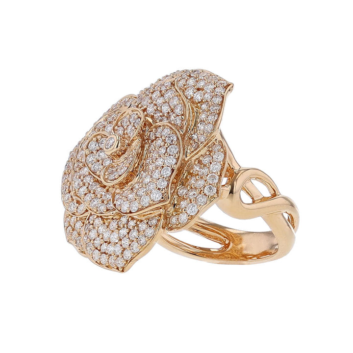 18K Rose Gold Diamond Flower Ring