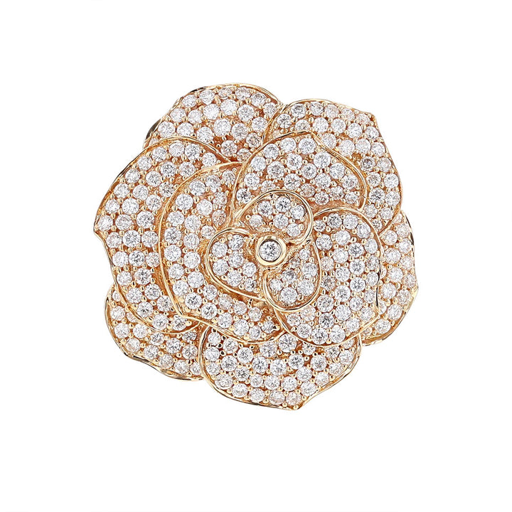 18K Rose Gold Diamond Flower Ring