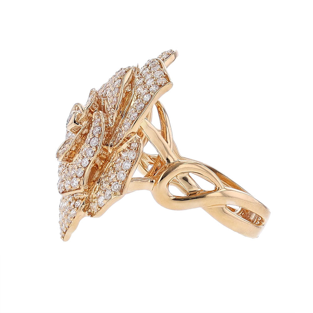 18K Rose Gold Diamond Flower Ring