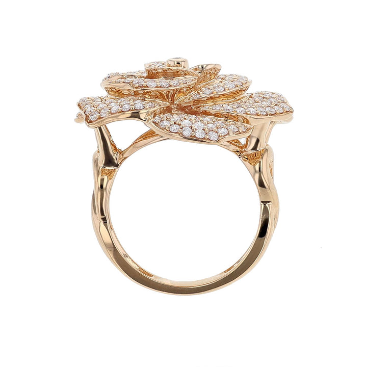 18K Rose Gold Diamond Flower Ring