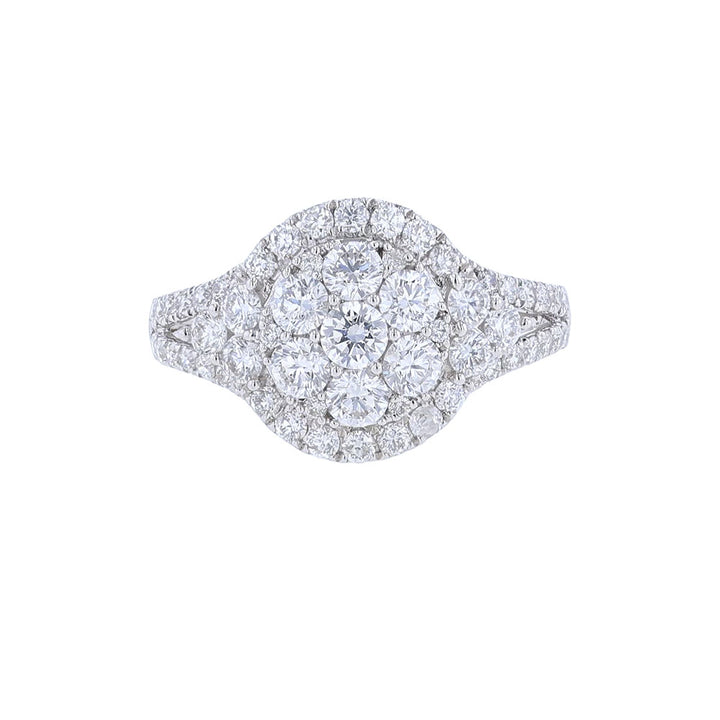 18K White Gold Round Cluster Ring