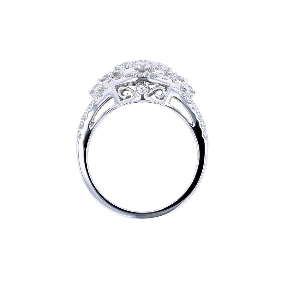 18K White Gold Round Cluster Ring