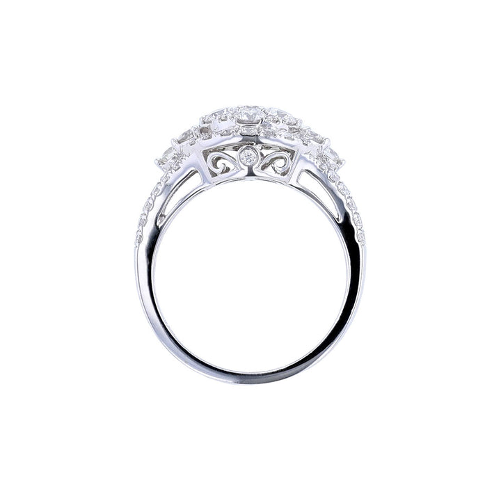 18K White Gold Round Cluster Ring