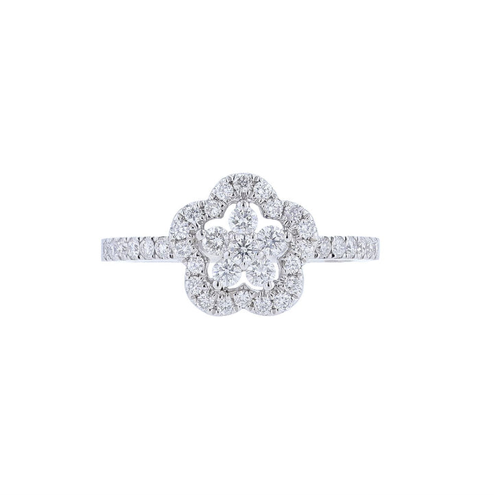 18K White Gold Diamond Flower Ring