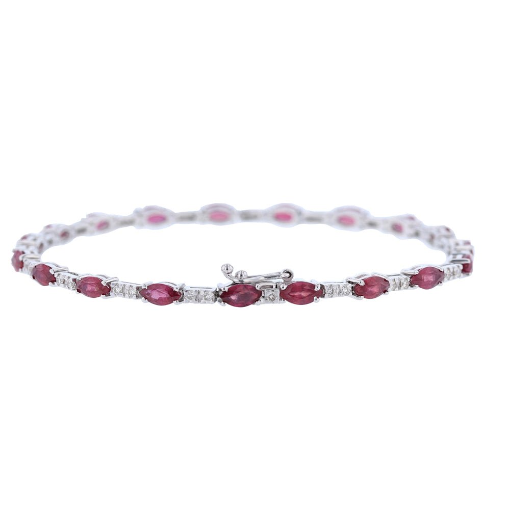 Marquise Ruby Diamond Tennis Bracelet
