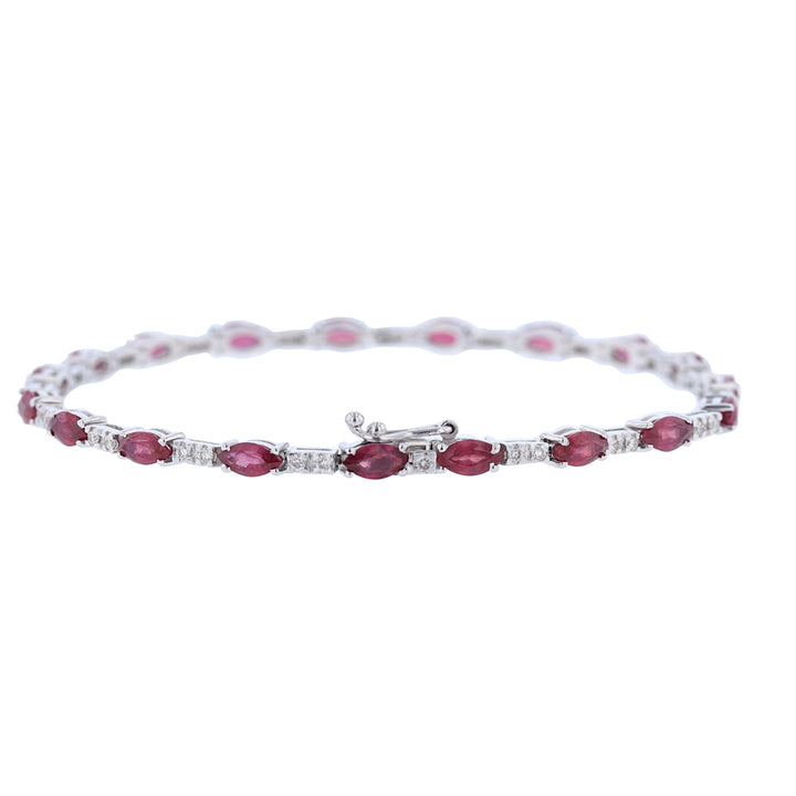 Marquise Ruby Diamond Tennis Bracelet