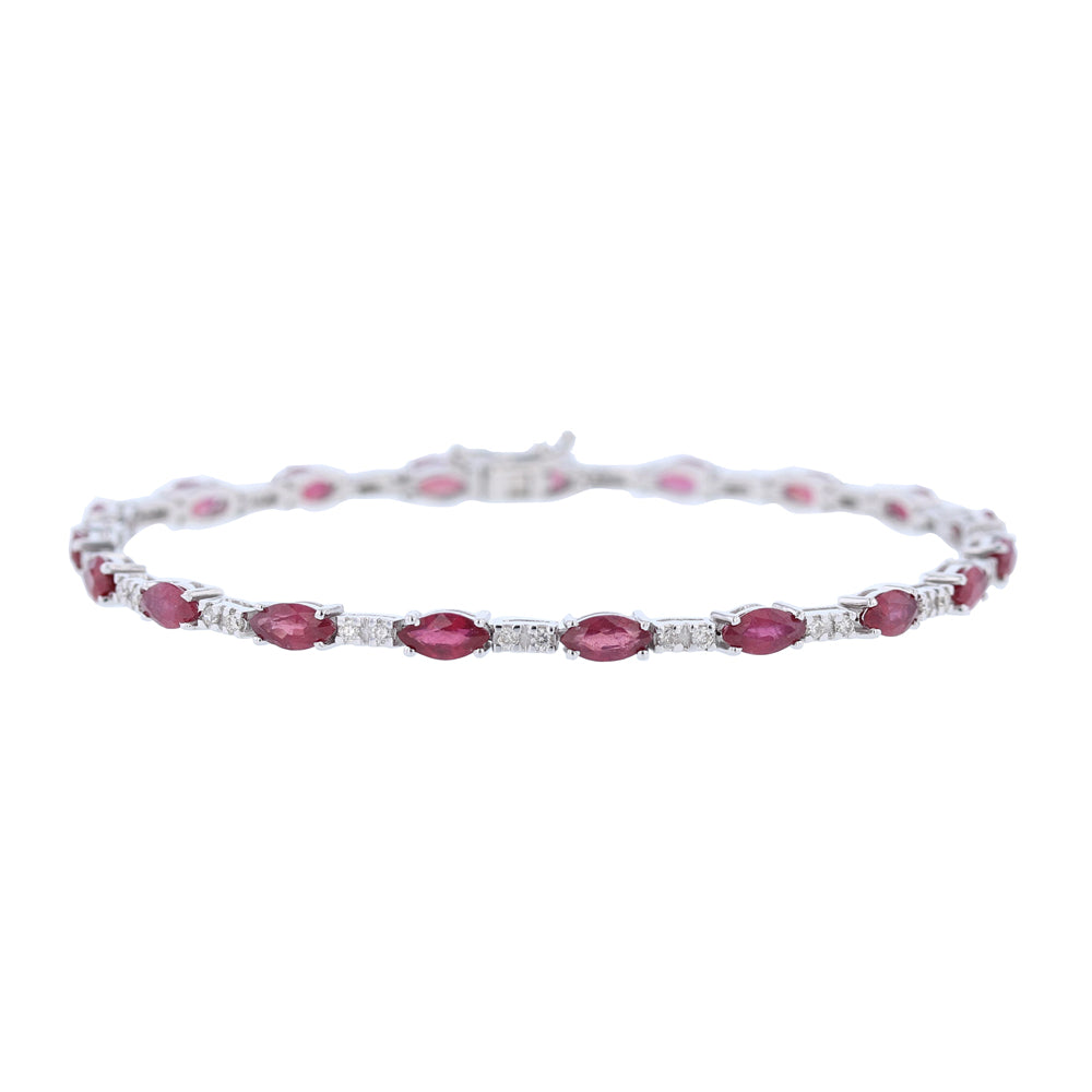 Marquise Ruby Diamond Tennis Bracelet