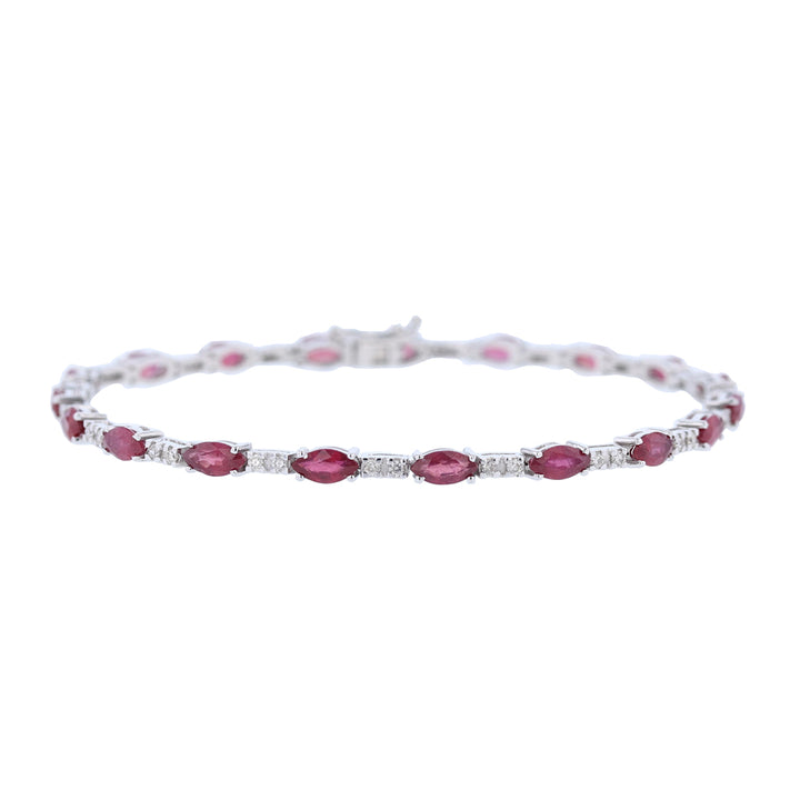 Marquise Ruby Diamond Tennis Bracelet